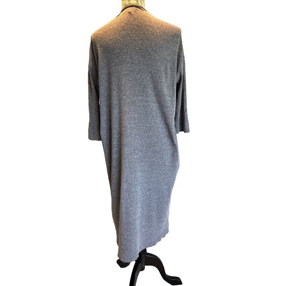 Oak + Fort duster ribbed long cardigan grey open cardigan light weight size X SM - Picture 3 of 11
